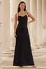 Lipsy Black Pearl Strap Cowl Maxi Bridesmaid Dress, Regular