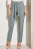 Lipsy Steel Blue Petite Tailored Belted Tapered Trousers, Petite