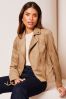 Lipsy Camel Petite Suedette Biker Jacket