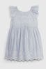 Gap Blue Cotton Eyelet Flutter Sleeve Baby Dress (Newborn-5yrs)