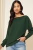 Friends Like These Forest Green Green Batwing Knitted Off The Shoulder Jumper, Regular