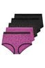 Yours Curve Pink/Black Full Briefs 5 Pack