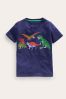 Boden Blue Small Superstitch Dinosaur T-Shirt