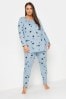 Yours Curve Starry Night Pyjama Set mit langen Ärmeln und konischem Schnitt