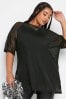 Yours Curve Black Oversized Limited Side Split Mesh Top