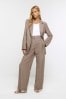 River Island Brown Pleated Clean Wide Leg Trousers
