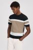 Reiss Navy/Camel Auckland Mercerised Cotton Crew Neck T-Shirt