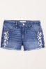 Abercrombie & Fitch Denim-Shorts mit Blumenstickerei, Blau