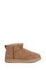 Linzi Brown Mini Addy Faux Suede Faux Fur Lined Ankle Boots