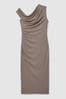 Reiss Mocha Fern Bodycon Ruched Midi Dress