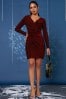 Jolie Moi Red Metallic Draped Knee Length Dress