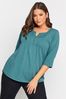 Yours Curve Light Blue Pintuck Henley Top