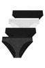 Yours Curve Black Cotton Stretch High Leg Briefs 4 Pack