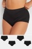 Yours Curve Black Cotton Stretch Full Briefs 4 Pack