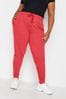 Yours Curve Red Elasticated Stretch Joggers