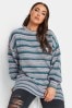 Yours Curve Blue Luxury Ombre Stripe Knitted Jumper