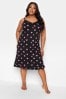 Yours Curve Black Dotty Heart Pintuck Chemise