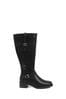 Pavers Black Knee High Buckle Detail Boots
