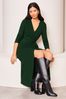 Lipsy Green Long Sleeve Cosy Tie Side Wrap Midi Jumper Dress, Regular