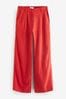 Rot - Weitgeschnittene Hose aus Leinenmischung, Regular