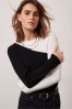 Mint Velvet White Colour Block Jumper