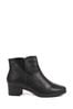 Pavers Heeled Leather Black Ankle Boots