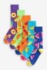 Leuchtende Farben/Obstmotiv - Regulär - Socken mit lustigem Muster, 5er Pack