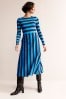 Boden Blue Stripe Jersey Midi Dress