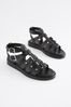 Black Extra Wide Fit Forever Comfort® Leather Gladiator Sandals, Extra Wide Fit