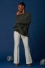 Jolie Moi Green Wool Blend Asymmetric Soft Knit Jumper
