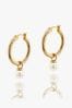 Ivory & Co Golden Black Newark Statement Hoop Pearl Earrings