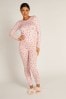 Boux Avenue Pink Ditsy Heart Ruched Twosie Pyjamas Set