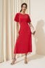 Friends Like These Red Flutter Sleeve Round Neck Midi Dress