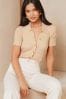 Lipsy Knitted Short Sleeve Contour Collar Shirt