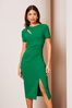 Lipsy Green Cut Out Ruched Shortss Sleeve Bodycon Dress, Regular