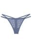 Victoria's Secret PINK Dusty Iris Blue Thong Flocked Mesh Strappy Knickers, Thong