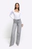River Island Grey High Rise Relaxed Straight Fit Jeans