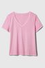 Gap Pink Organic Cotton Vintage Short Sleeve V Neck T-Shirt