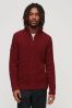 Superdry Red Vintage Jacob Cable Knit Half Zip Jumper