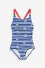 Boden Blue Cross-back Printed Rainbow Swimsuit