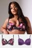 Yours Curve Purple Floral Padded  Bra 2 Pack