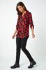 Roman Red Abstract Animal Print Stretch Blouse
