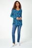 Roman Blue Brush Stroke Slouch Tunic Top