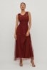 VILA Red Sleeveless Lace And Tulle Maxi Dress
