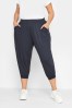 Yours Curve Grey Jersey Cropped Harem Trousers
