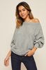 Friends Like These Grey Batwing Knitted Off The Shoulder Jumper, Regular