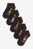 Black Floral 5 Pack Cotton Rich Footbed Trainer Socks