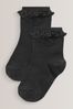 Schwarz - Gerüschte Socken mit hohem Baumwollanteil, 2er-Pack