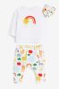 White Baby 3 Piece Organic Cotton Rainbow T-Shirt, Leggings And Bib Set (0mths-2yrs)