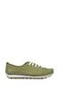 Pavers Lime Green Ladies Leather Lace-Up Trainers